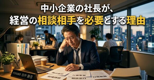 社長と相談相手が向き合い、経営課題について話し合っている様子