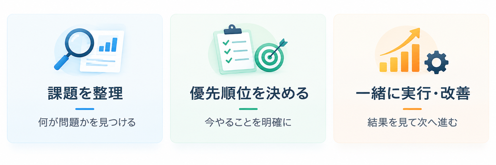 施策を増やす前に、会社の課題を一緒に整理する。